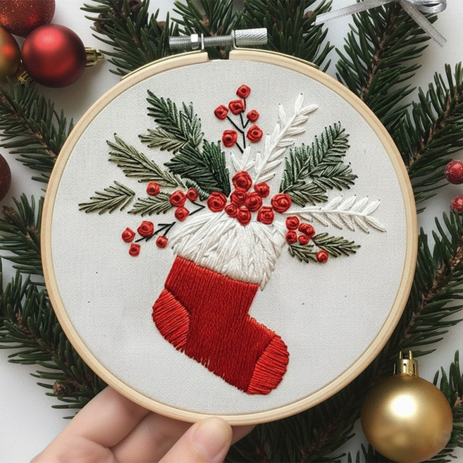 일상플랜 프랑스 자수 크리스마스 DIY 세트, 1개, C type (15x15cm)