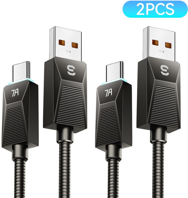 Essager 디스플레이 PD 100W 7A C타입 고속 충전케이블, 2개, 블랙, 2m