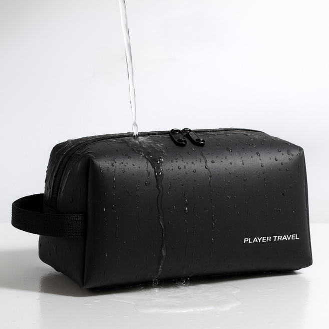 프라임그래피 완벽방수 남성 가죽 세면백