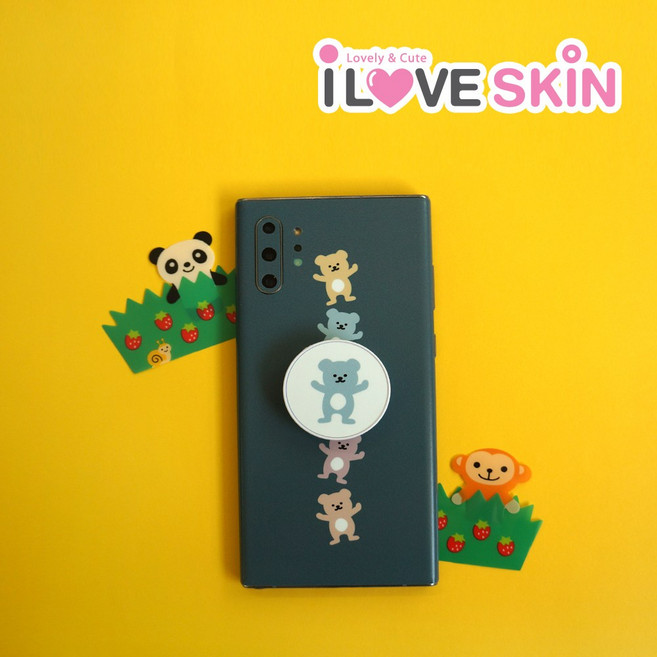 알럽스킨 [스킨톡 테디베어] 삼성 갤럭시노트10 플러스, 1개, 갤럭시노트10 플러스 스킨톡 테디베어(빈티지그린)