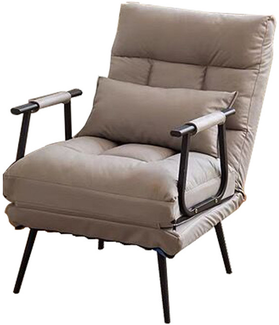 多功能可調式沙發椅 附抱枕 簡約時尚, 休閒折疊沙發淺灰色