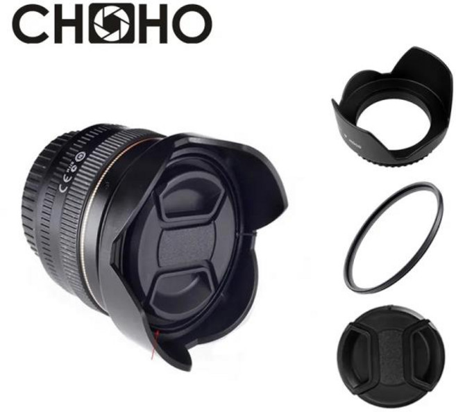 범용 렌즈 후드 UV 필터 캡 캐논 호환 니콘용 나사형 꽃 49mm 52mm 82mm, 02 82mm, 1개