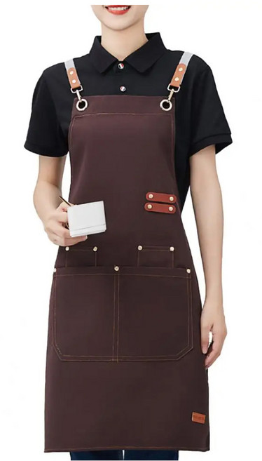 데이브렉 방수 켄버스 카페 앞치마, 2개, 브라운