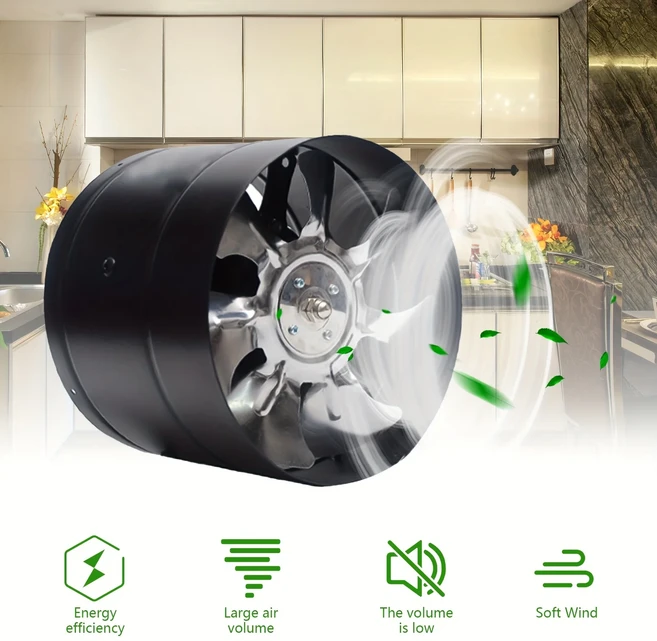 220/110V 금속 원형 덕트 팬 4인치 6인치 부스터 배기 환풍기 창문 벽 욕실 화장실 주방용, 02 4 inch (100mm), 01 미국, 01 Black