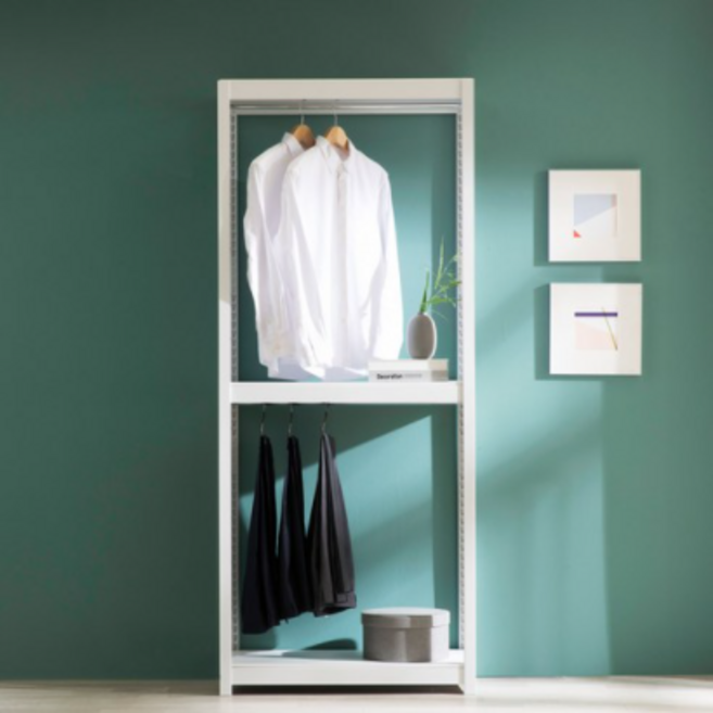 홈던트 하우스 시스템 드레스룸 3단 2행거 1000 x 600 x 2100 mm 화이트