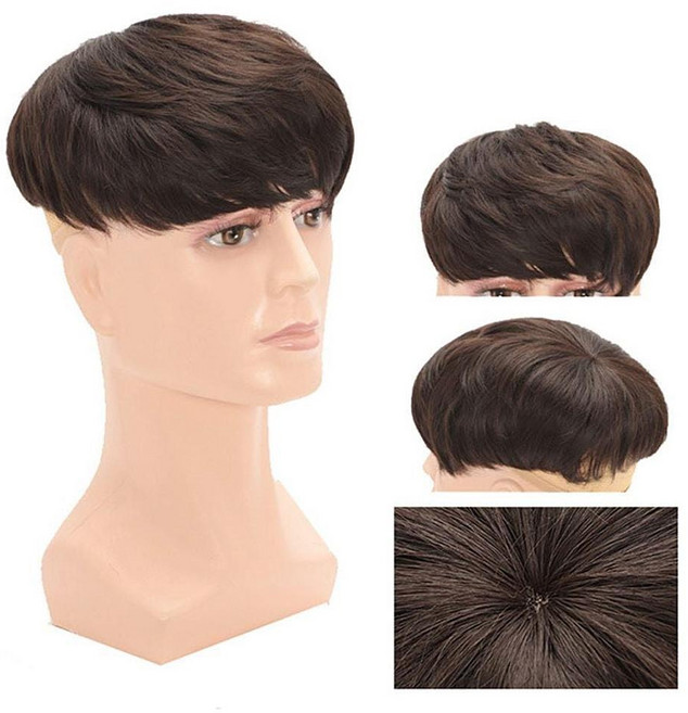 남자 정수리 탈모 부분가발 댄디컷 투블럭 가발, 18x20cm, 1개