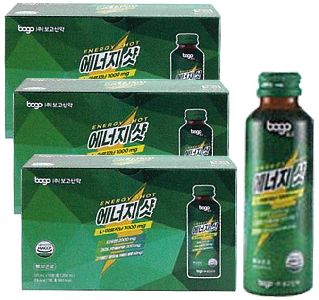 에너지 샷 L-아르지닌 타우린 과라나추출분말 음료 드링크, 30개입, 120ml