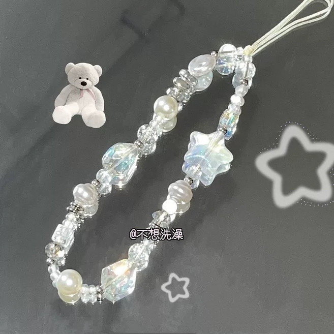 相機的店 Y2K 復古星星串珠手機鏈 CCD相機掛繩掛件 原創小眾鑰匙鏈, 1個