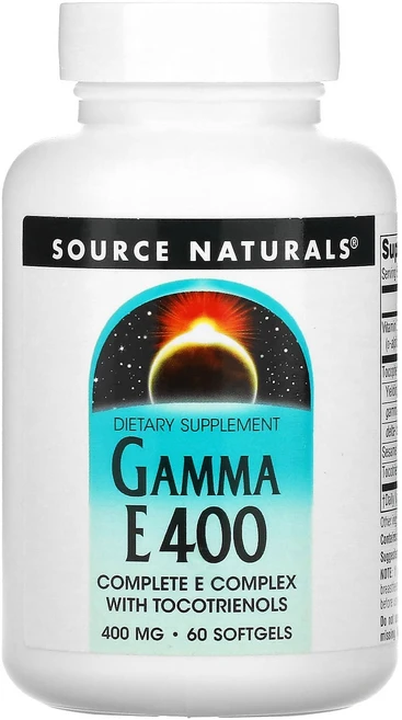 Source Naturals 토코트리에놀 함유 비타민 E 감마 토코페롤 400mg 소프트젤 60정, 1개 - 쿠팡