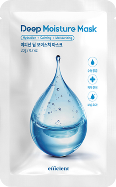 이피션 딥 모이스처 마스크팩 1매 수분 진정 보습 히알루론산 콜라겐, 1개, 1개입