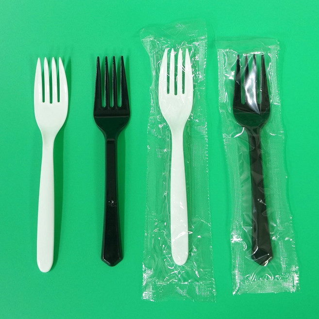 포크 (1개) 16cm / 일회용 플라스틱 벌크 개별 낱개 포장 배달 캠핑 테이크아웃 용기 백색 블랙 샐러드 디저트, 백색(1개)(벌크포장), 1개