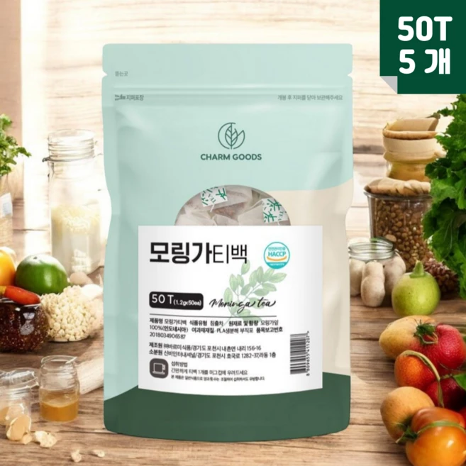 모링가 차 티백 세계 10대 슈퍼푸드 인도네시아산 100% 모린가 식약처 HACCP, 5개, 50개입, 60g - 쿠팡