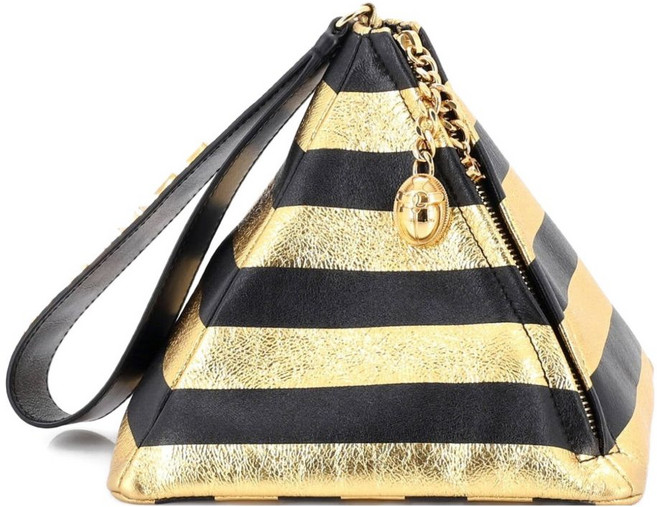 샤넬 중고 케옵스 피라미드 백 스트라이프 램스킨 클러치