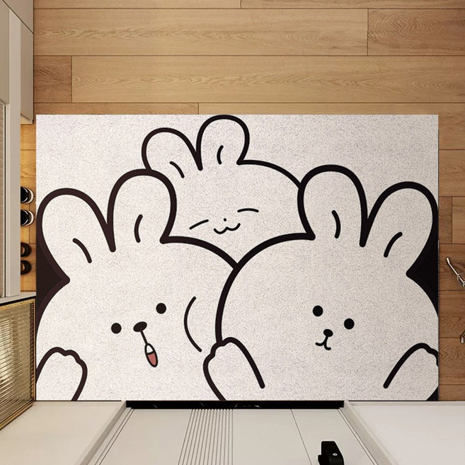 양드레하우스 현관발매트 도어매트 자유롭게 재단할 수 있는 현관 입구에서 세탁과 오염이 없는 가정용 발매트, 1개, 토끼