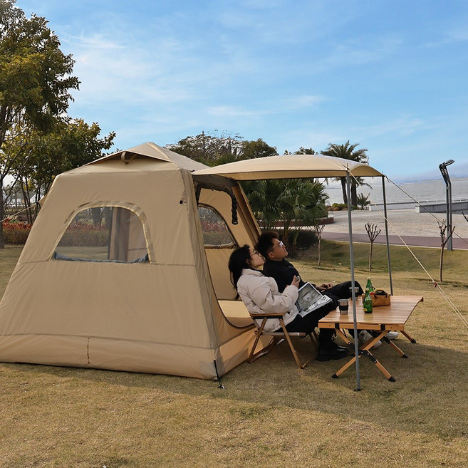 탑 랜더 에어텐트 3 4인용 기주입식글램핑텐트 원터치텐트 감성 캠핑가족텐트, 카키, 3-4