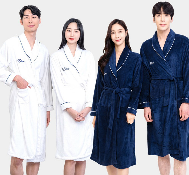 이라인 퓨어 커플 남녀 타올 롱가운 샤워가운 목욕 바스 로브가운