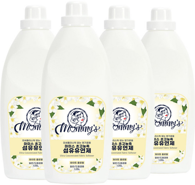 마미스 초고농축 섬유유연제 4개 화이트플로럴향, 1.05L