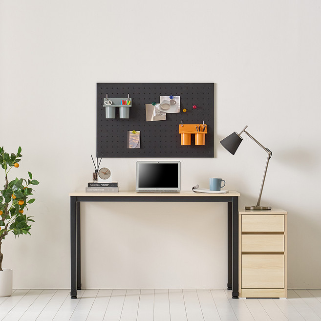 데스크 사무용 철제 일자 책상 1200, 블랙/워시