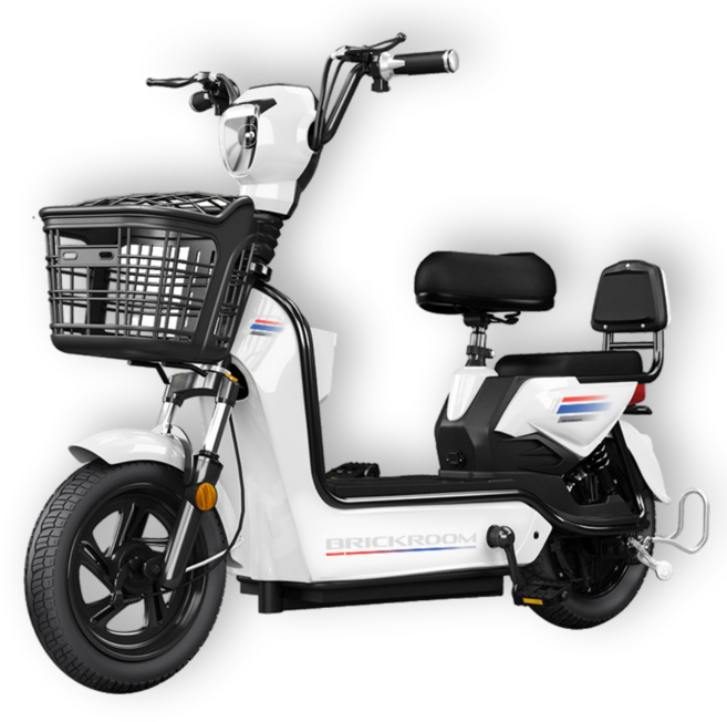 BRICKROOM 3세대 전기 자전거 자토바이 출퇴근 전동 스쿠터 2인용 바이크, 리튬20A, 화이트