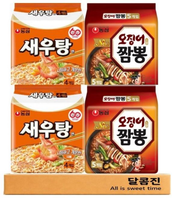 농심라면 2종세트 오징어짬뽕 10개 새우탕면 8개 총18개, 18개