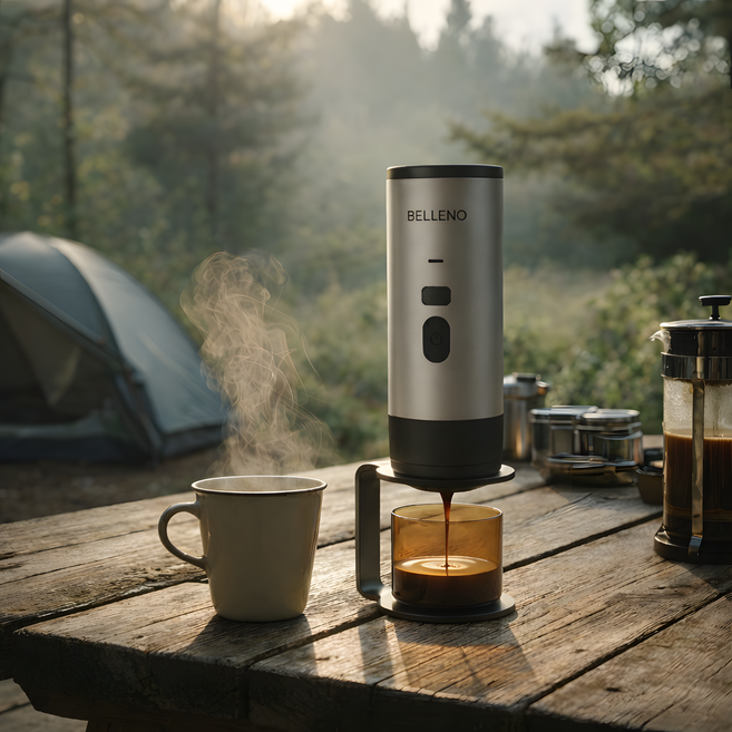 벨레노 무선 커피머신 휴대용 에스프레소 캡슐 캠핑용 사무실용 커피메이커, 실버