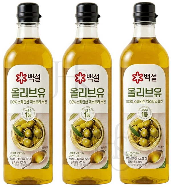CJ제일제당 백설 압착 올리브유, 900ml, 3개