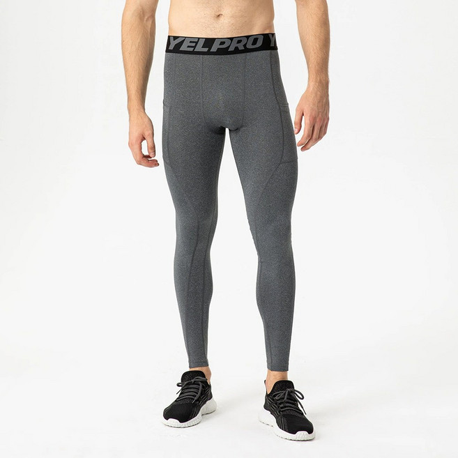 Makone 남성 가을 겨울 고탄력 피트니스 바지 포켓 스판 러닝 레깅스