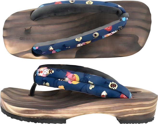 GENERAL人體工學寬帶夾腳木屐鞋 舒適防滑卡通木屐