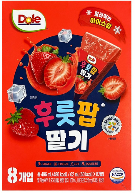 돌 후룻팝 딸기, 1개, 496ml