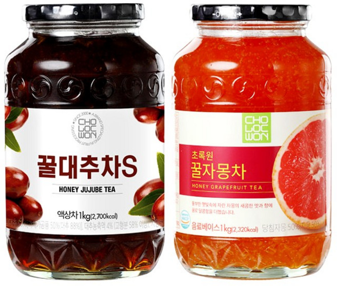초록원 꿀대추차S 1KG +꿀자몽차 1KG, 1개입