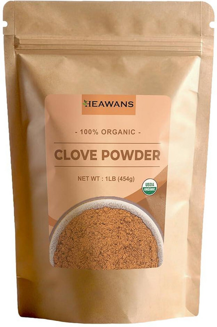 Heawans 유기농 프리미엄 등급 정향 그라운드 식품 등급 알루미늄 호일 크래프트 종이 파우치 (473.2ml/16온스), 16 OZ