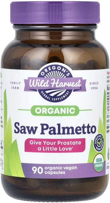 Oregon's Wild Harvest 유기농 쏘팔메토 1170mg 유기농 베지 캡슐 90정(캡슐 1정당 585mg), OregonsWildHarvest유기농쏘팔메토1170m, 1개, 90정 - 쿠팡