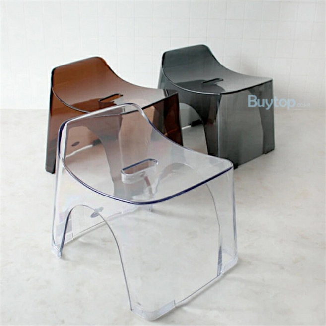 일본 휴바스 높은 미끄럼방지 등받이 욕실의자 30cm, 클리어 블랙