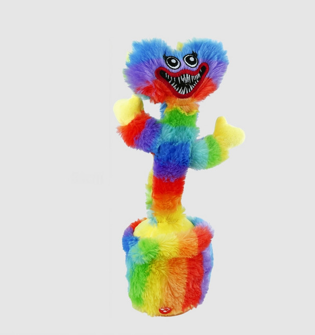 춤추는 레인보우 무지개 허기워기 선인장 인형 장난감 크리스마스 선물 말하는 소리나는 움직이는 봉제 애착 녹음, 1개