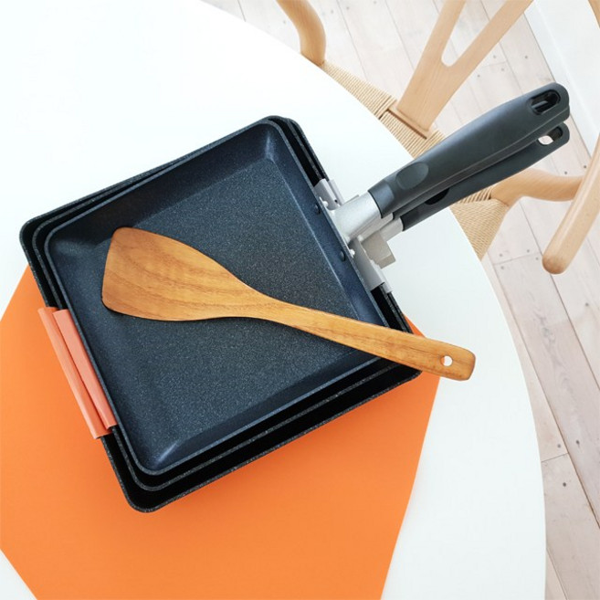 주방애몰 계란 구이팬 에그팬 사각후라이팬 계란말이팬 생선구이팬 정사각 토스트 브런치 후라이팬 사각팬, 1개, 22cm