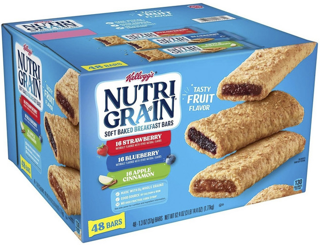Kellogg's 家樂氏 穀物棒 草莓口味+藍莓口味+蘋果肉桂口味 3款組 48條入, 1盒, 1.77kg