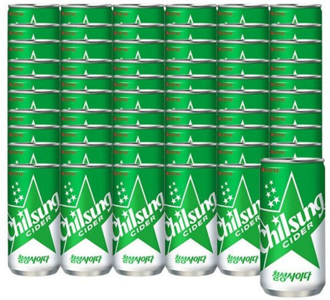 롯데칠성칠성사이다 210ml x 60캔 청량음료 탄산 {QHJ}, 60개