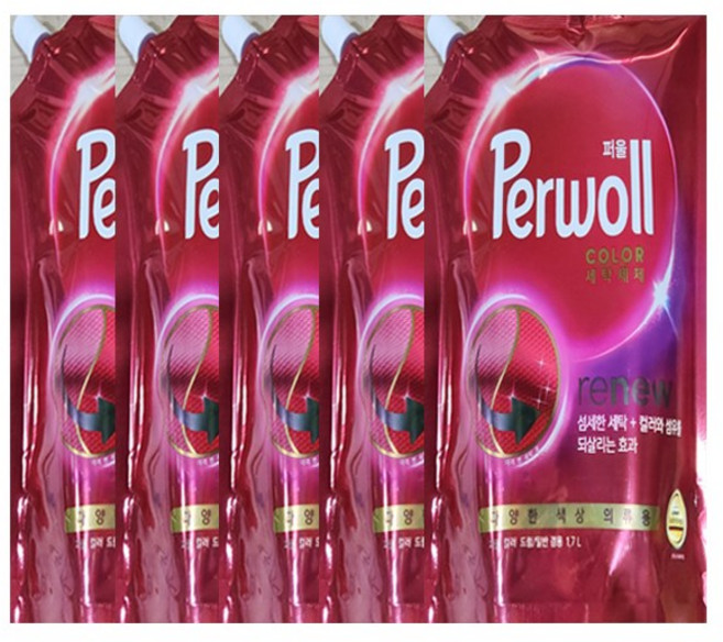 퍼울 컬러 세탁세제 리필, 1.7L, 5개