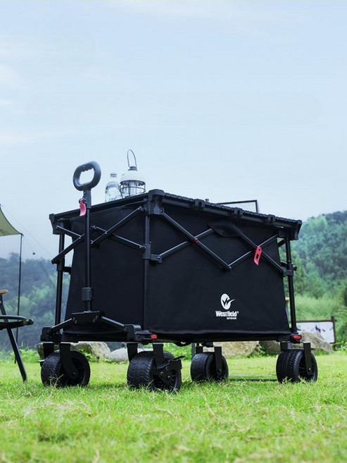 광폭타이어 접이식 캠핑 카트 대형 폴딩 테이블 웨건 확장형 야외 트롤리 캐리어 짐수레 아웃도어 다용도 대용량, 그린 바퀴 폭 10cm, 1개