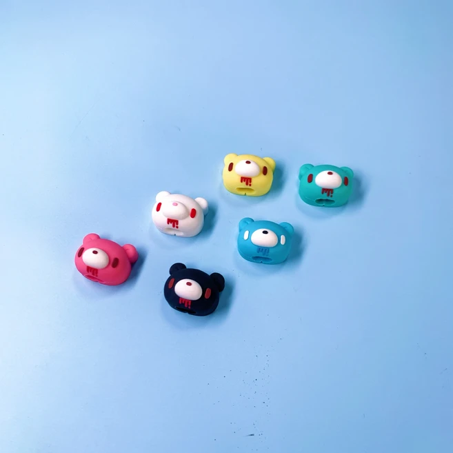 쿠쿠스토어 그루미 베어 충전 케이블 보호대: 뾰족한 매력을 갖춘 세련된 기능.만화 곰, 04 pcs for all