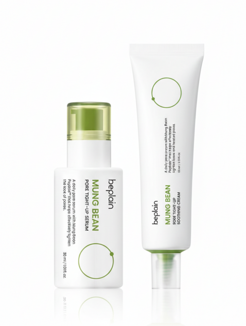 비플레인 녹두 모공 타이트업 세럼 30ml+녹두 모공 타이트업 수딩 크림 60ml 2종 세트, 1세트