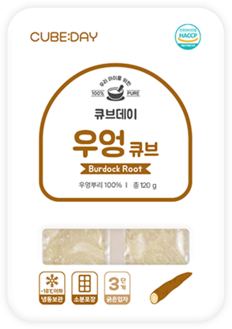 큐브데이 우엉 큐브 3단계 20g(후기 굵은입자 4~5mm) 다진 야채 채소 토핑 죽, 120g, 1개