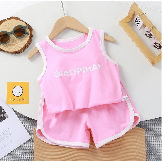 QIAOPIHAI 나시상하세트 유아 아동 주니어 100-140