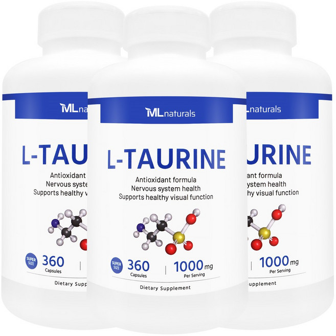 [미국빠른직구] 신제품 마이라이프 내추럴스 엘 타우린 1000mg (수퍼사이즈), 360정, 3개