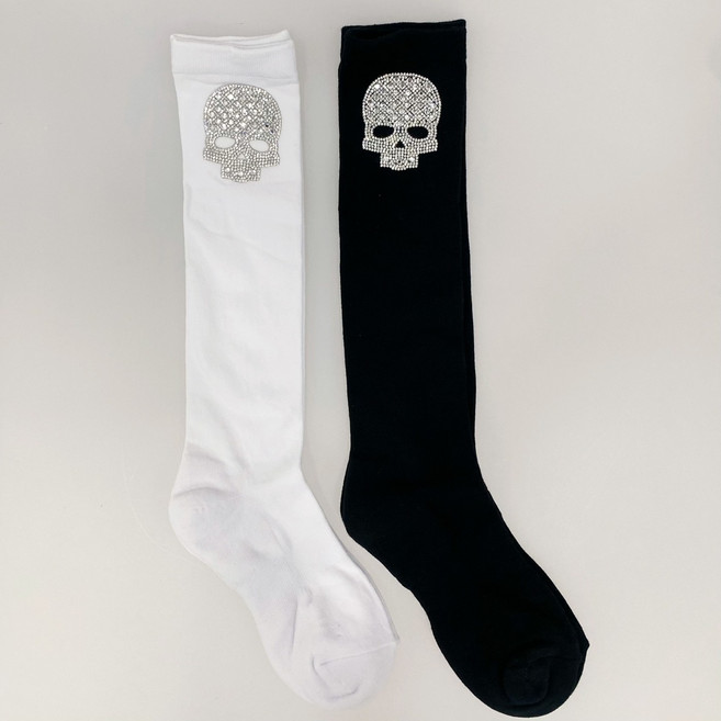 큐빅 해골 니삭스<블랙1+화이트1> 골프니삭스 골프퀸카, 1개