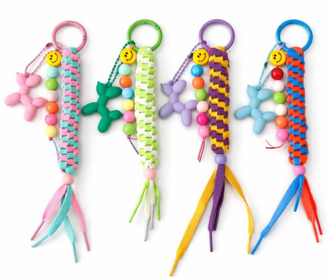 스쿠비두키링 만들기 세트 DIY 키트 매듭 공예 끈 재료 취미, 혼합색상(4p), 1세트