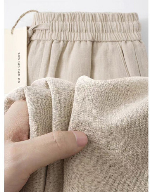 JUSTFEELING 남여공용 면마바지 허리밴딩 루즈핏 빅사이즈 통바지 린넨팬츠 데일리 와이드 팬츠 ~5xl까지