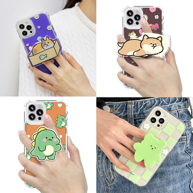 YZ 아이폰16프로MAX 케이스 캐릭터 입체 스마트톡 에어쿠션 투명범퍼