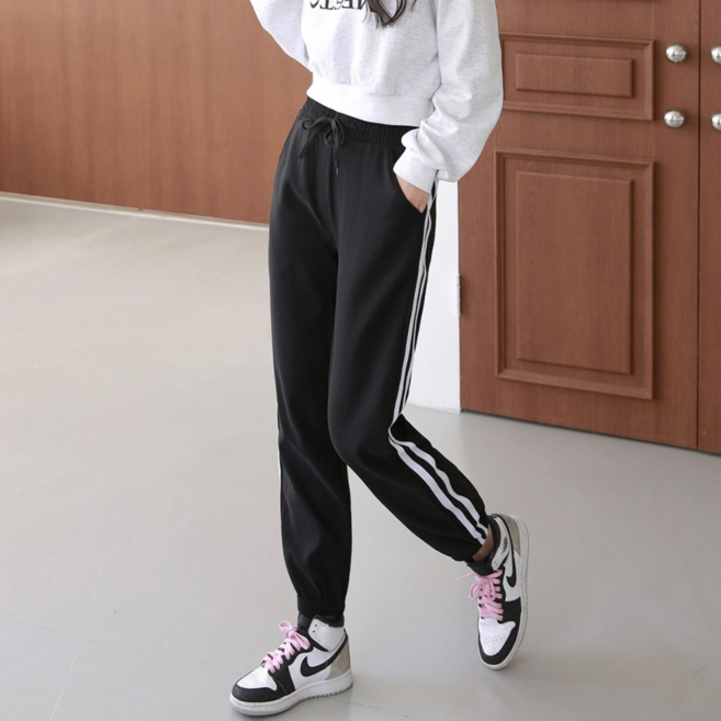 여성 밴딩 두줄 조거 트레이닝 바지 데일리 운동복 작업복 팬츠