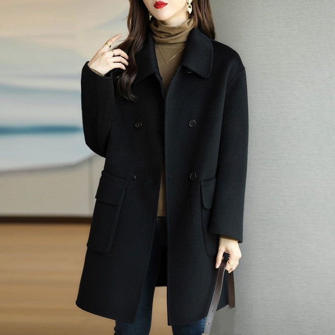 루스리더 여성 카라넥 베이직 모직 코트 M435